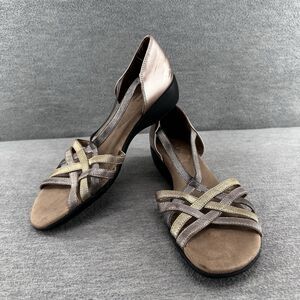 LIFE STRIDE - Women's Metallic Stretch Comfort Low Wedge Sandals Size 9M  B4